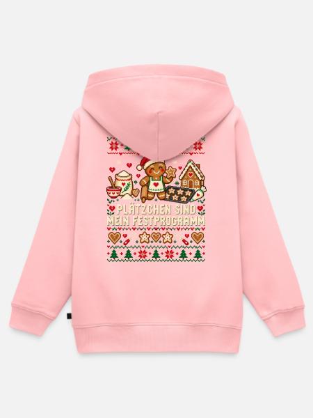 Plätzchen sind mein Festprogramm - Kinder Premium Organic Zip Hoodie - Rosa
