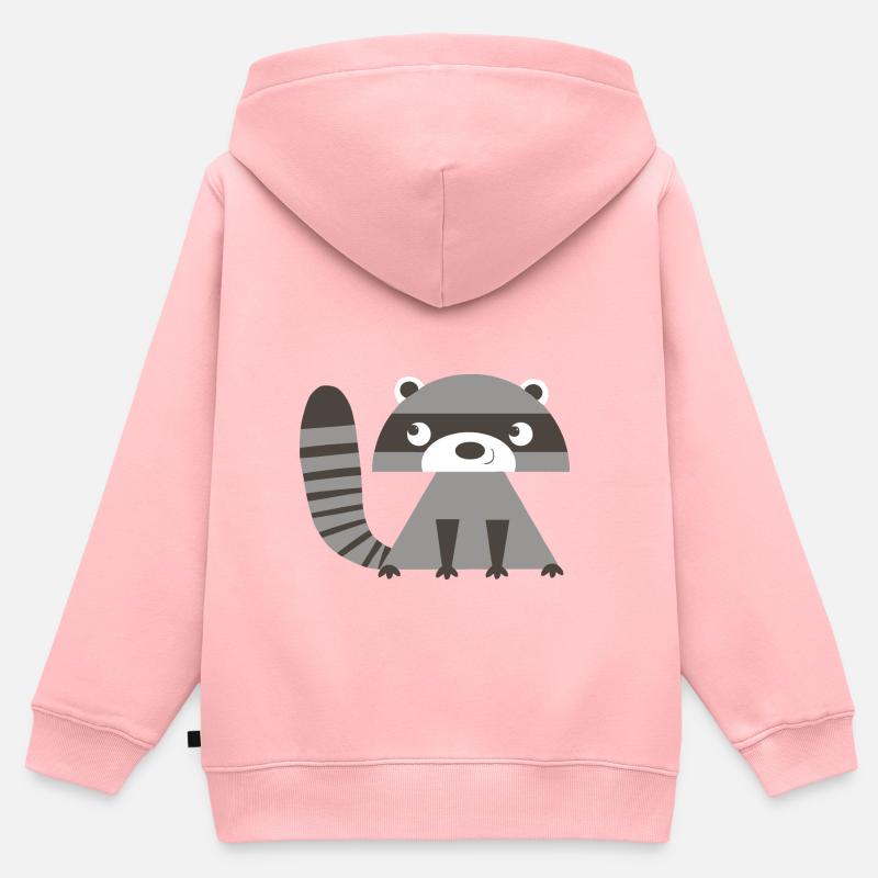 Raton laveur - Sweat Premium à capuche zippé enfant bio - rose