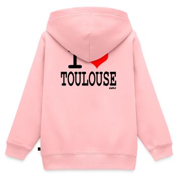 ich liebe Toulouse - Ich liebe toulouse - Kinder Premium Organic Zip Hoodie - Rosa - Hinten - AI Model Kid Female (0cm)