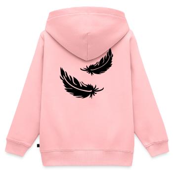Deux plumes volantes - Sweat Premium à capuche zippé enfant bio - rose - Dos - AI Model Kid Female (0cm)