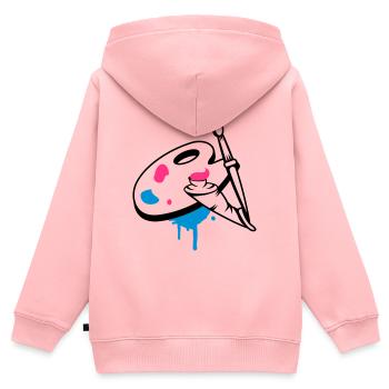Pinsel,Farbe und Mischpalette - Kinder Premium Organic Zip Hoodie - Rosa - Hinten - AI Model Kid Female (0cm)