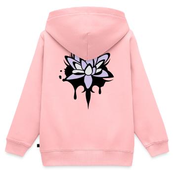 abstraktes Lotos Blüten Seerosen Graffiti - Kinder Premium Organic Zip Hoodie - Rosa - Hinten - AI Model Kid Female (0cm)