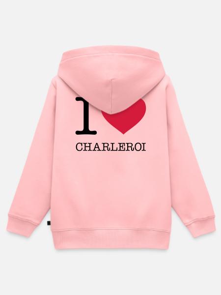 J’ADORE CHARLEROI - Sweat Premium à capuche zippé enfant bio - rose