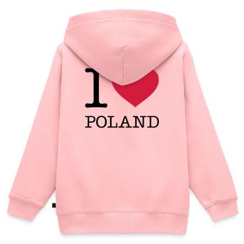J’AIME LA POLOGNE Polen Polska - Sweat Premium à capuche zippé enfant bio - rose - Dos - AI Model Kid Female (0cm)