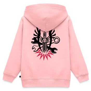 A spark plug with two wrenches - Kids Premium Organic Zip-up Hoodie - rose - Back - AI Model Kid Female (0cm)