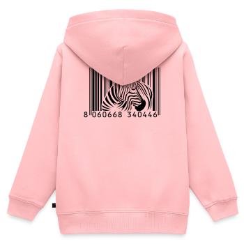 Barcode Zebra - Kinder Premium Organic Zip Hoodie - Rosa - Hinten - AI Model Kid Female (0cm)