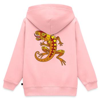 Echse (orange) - Kinder Premium Organic Zip Hoodie - Rosa - Hinten - AI Model Kid Female (0cm)