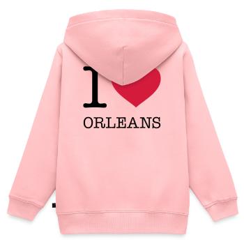 J’ADORE ORLÉANS - Sweat Premium à capuche zippé enfant bio - rose - Dos - AI Model Kid Female (0cm)