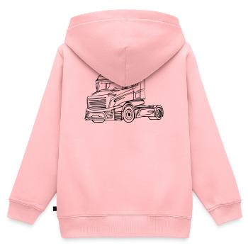 LKW Brummi - Kinder Premium Organic Zip Hoodie - Rosa - Hinten - AI Model Kid Female (0cm)