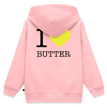J’ADORE LE BEURRE - Sweat Premium à capuche zippé enfant bio - rose - Dos - AI Model Kid Female (0cm)
