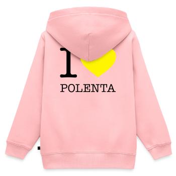 I LOVE POLENTA Mais - Kinder Premium Organic Zip Hoodie - Rosa - Hinten - AI Model Kid Female (0cm)