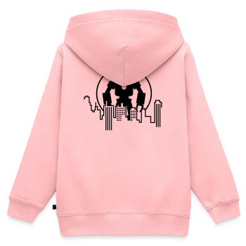 Robot Skyline – Sci-Fi Android Silhouette Shirt - Kinder Premium Organic Zip Hoodie - Rosa - Hinten - AI Model Kid Female (0cm)