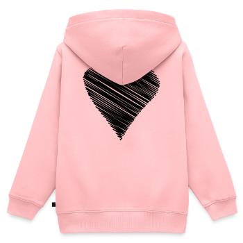 herz scribble Zeichnung minimal love liebe Linien  - Kinder Premium Organic Zip Hoodie - Rosa - Hinten - AI Model Kid Female (0cm)