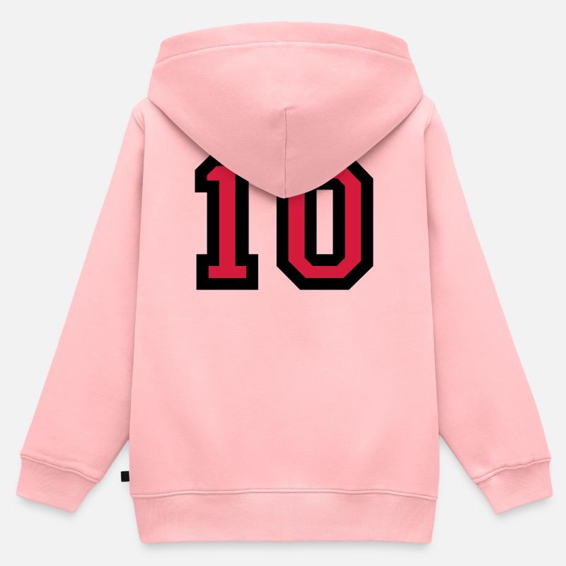 Le numéro 10 - le numéro dix - Sweat Premium à capuche zippé enfant bio - rose