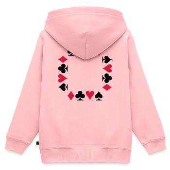 Cartes - Poker - Bridge - Sweat Premium à capuche zippé enfant bio - rose - Dos - AI Model Kid Female (0cm)
