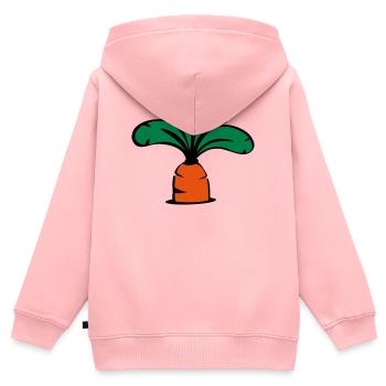 Möhre Icon - Kinder Premium Organic Zip Hoodie - Rosa - Hinten - AI Model Kid Female (0cm)