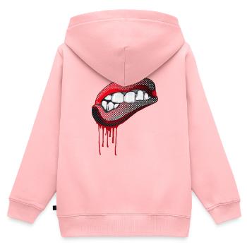 mund lippen pop zähne rock comic swag gang hipster - Kinder Premium Organic Zip Hoodie - Rosa - Hinten - AI Model Kid Female (0cm)