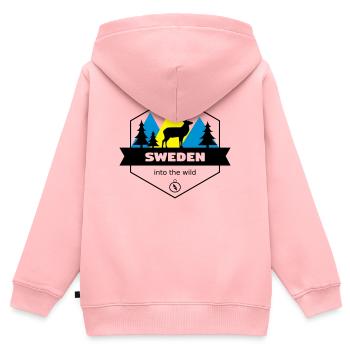 Schweden in die Wildnis - Kinder Premium Organic Zip Hoodie - Rosa - Hinten - AI Model Kid Female (0cm)