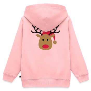 Lustiges Design von einem Elch zu Weihnachten - Kinder Premium Organic Zip Hoodie - Rosa - Hinten - AI Model Kid Female (0cm)