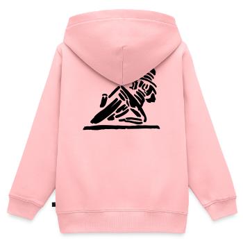 Hanging_of - Kinder Premium Organic Zip Hoodie - Rosa - Hinten - AI Model Kid Female (0cm)