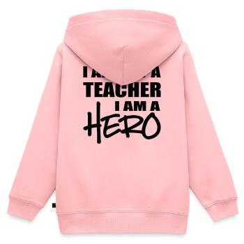 Lehrer - Kinder Premium Organic Zip Hoodie - Rosa - Hinten - AI Model Kid Female (0cm)