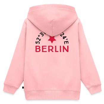 Berlin - Kinder Premium Organic Zip Hoodie - Rosa - Hinten - AI Model Kid Female (0cm)