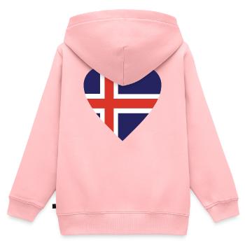 Islande - Sweat Premium à capuche zippé enfant bio - rose - Dos - AI Model Kid Female (0cm)
