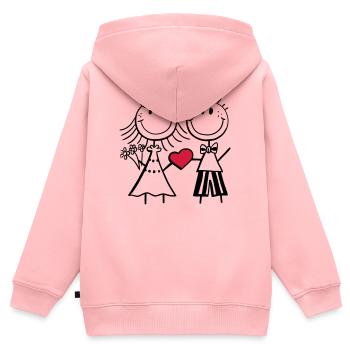 Verliebtes Brautpaar - Hochzeit - Herz - Geschenk - Kinder Premium Organic Zip Hoodie - Rosa - Hinten - AI Model Kid Female (0cm)