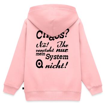 Chaos? Nö! - Fun, ADHS, Sprüche, Geschenk - Kinder Premium Organic Zip Hoodie - Rosa - Hinten - AI Model Kid Female (0cm)