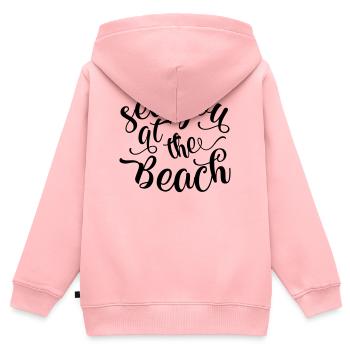 Wir sehen uns am Strand - Kinder Premium Organic Zip Hoodie - Rosa - Hinten - AI Model Kid Female (0cm)