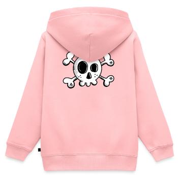 Kleiner Totenkopf mit gekreuzten Knochen - Kinder Premium Organic Zip Hoodie - Rosa - Hinten - AI Model Kid Female (0cm)