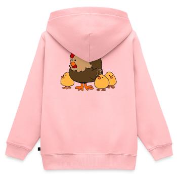 Chicken family - Kinder Premium Organic Zip Hoodie - Rosa - Hinten - AI Model Kid Female (0cm)