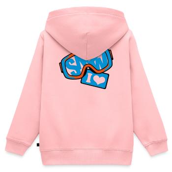 la neige - Sweat Premium à capuche zippé enfant bio - rose - Dos - AI Model Kid Female (0cm)