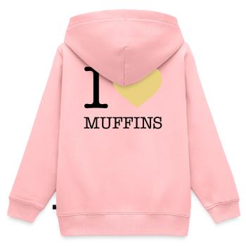 J’ADORE LES MUFFINS - Sweat Premium à capuche zippé enfant bio - rose - Dos - AI Model Kid Female (0cm)