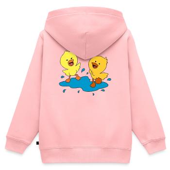 Süße Entenküken plantschen in einer Pfütze - Kinder Premium Organic Zip Hoodie - Rosa - Hinten - AI Model Kid Female (0cm)