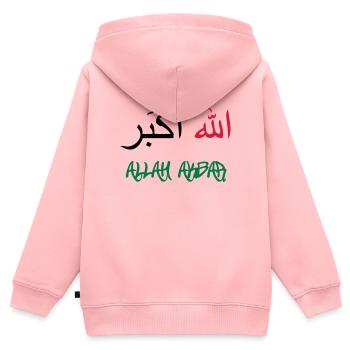 Allah Akbar - Sweat Premium à capuche zippé enfant bio - rose - Dos - AI Model Kid Female (0cm)