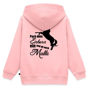 Einhorn Urlaub Mallorca Geschenk - Kinder Premium Organic Zip Hoodie - Rosa - Hinten - AI Model Kid Female (0cm)