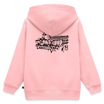 Saxofon - Kinder Premium Organic Zip Hoodie - Rosa - Hinten - AI Model Kid Female (0cm)