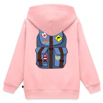 Sac à dos - Sweat Premium à capuche zippé enfant bio - rose - Dos - AI Model Kid Female (0cm)