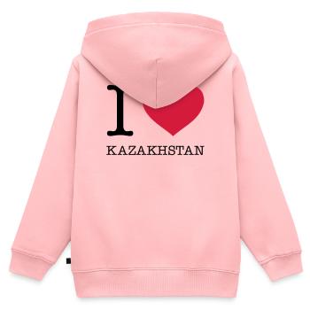 J’AIME LE KAZAKHSTAN Kasachstan - Sweat Premium à capuche zippé enfant bio - rose - Dos - AI Model Kid Female (0cm)