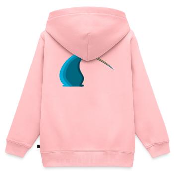 Oiseau Cartoon de Nouvelle-Zélande Kiwi - Sweat Premium à capuche zippé enfant bio - rose - Dos - AI Model Kid Female (0cm)
