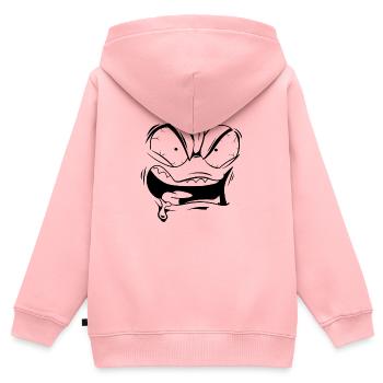 Visage en colère - Sweat Premium à capuche zippé enfant bio - rose - Dos - AI Model Kid Female (0cm)
