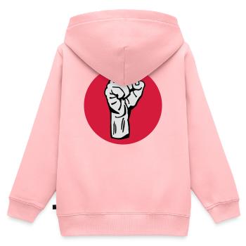 Faust - Protest - Demokratie - Kinder Premium Organic Zip Hoodie - Rosa - Hinten - AI Model Kid Female (0cm)