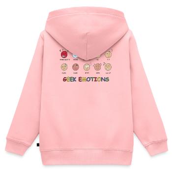GEEK EMOTIONS - SCHWARZER TEXT - Kinder Premium Organic Zip Hoodie - Rosa - Hinten - AI Model Kid Female (0cm)
