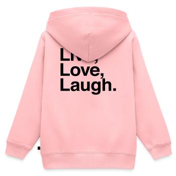 live love laugh - Kinder Premium Organic Zip Hoodie - Rosa - Hinten - AI Model Kid Female (0cm)