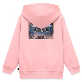 Kassette Retro Mixtape Bandsalat Used-Look - Kinder Premium Organic Zip Hoodie - Rosa - Hinten - AI Model Kid Female (0cm)