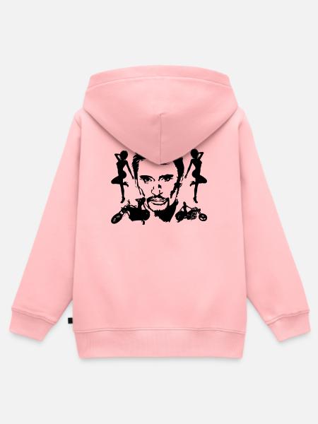 T shirt johnny - Sweat Premium à capuche zippé enfant bio - rose