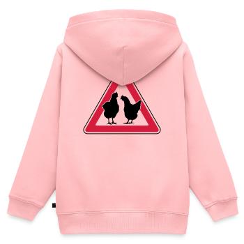 Hühnerabend Huhn Achtung freilaufende Hennen - Kinder Premium Organic Zip Hoodie - Rosa - Hinten - AI Model Kid Female (0cm)