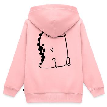 Dino - RAWR - Sweat Premium à capuche zippé enfant bio - rose - Dos - AI Model Kid Female (0cm)