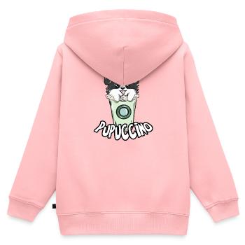 Café cappuccino chien - Sweat Premium à capuche zippé enfant bio - rose - Dos - AI Model Kid Female (0cm)